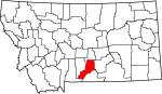 Map of Montana highlighting Stillwater County